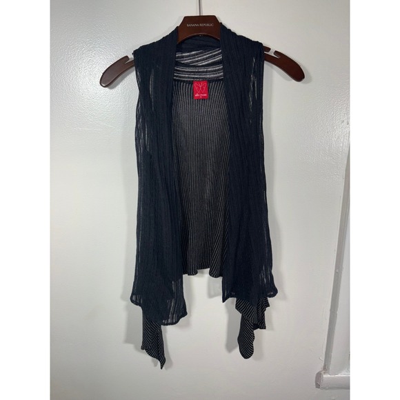 Vintage Stripe Vest Medium Black Emo Goth 2010s Asymmetrical Bella Swan Myspace